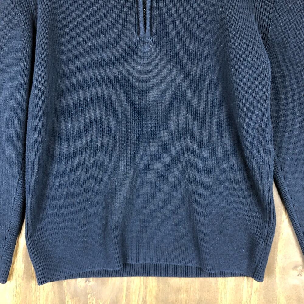 Calvin Klein Mens Sweater Black Knitted 1/4 Zip 100% Cotton Ribbed Large - Picture 3 of 12